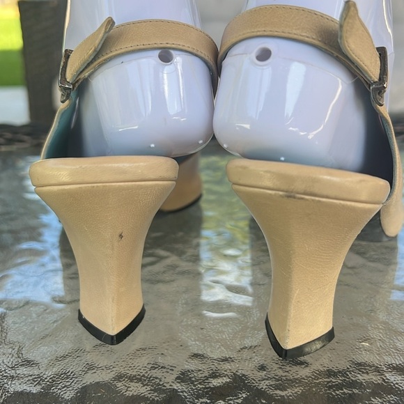 Thierry Rabotin Nude Leather Slingback Sandals 38.5 | Bow Detail Made in Italy - Picture 7 of 10